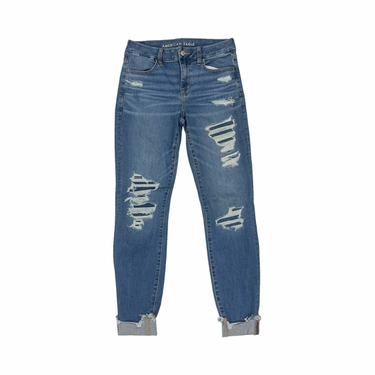 Jeans Skinny By American Eagle In Blue Denim, Size:6L