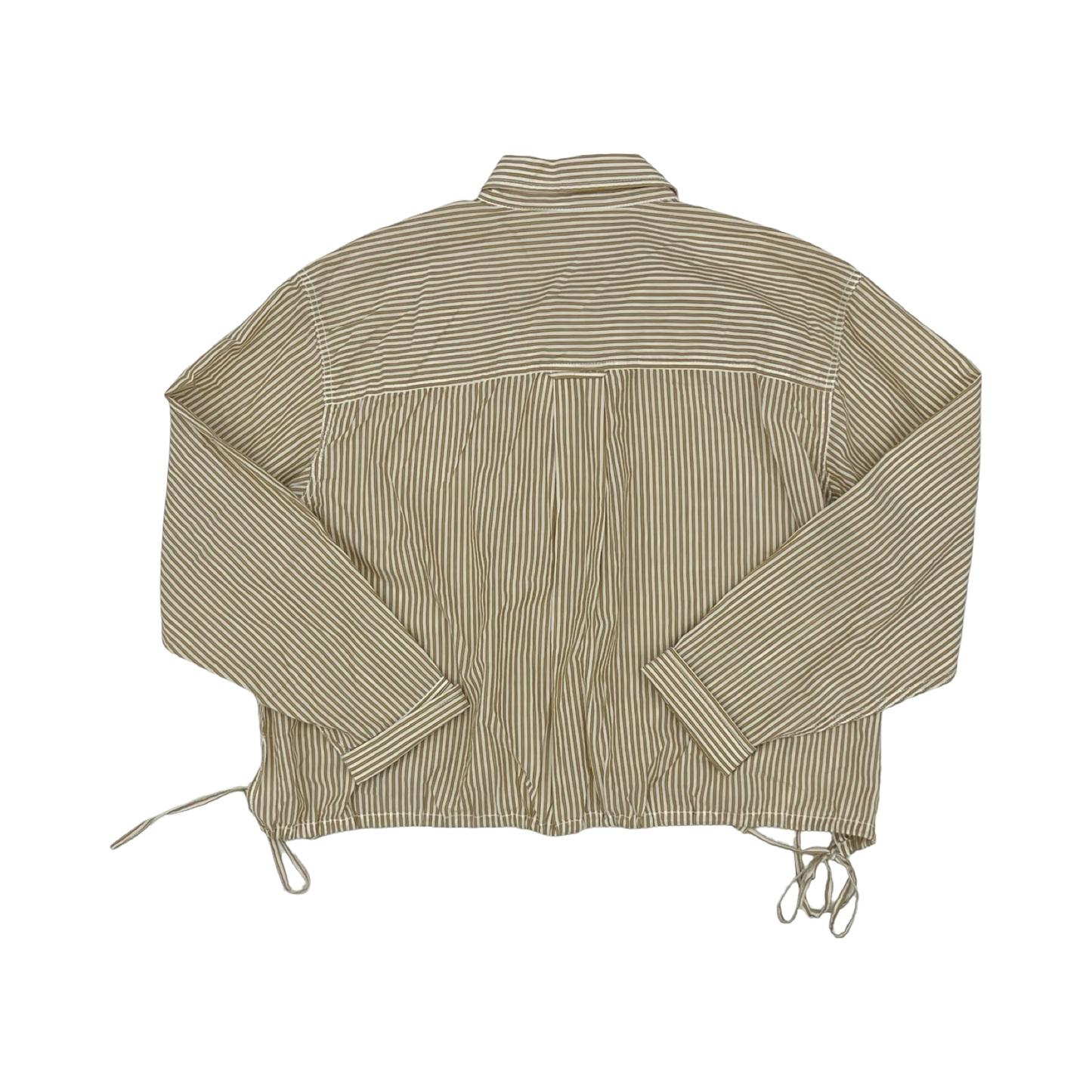 Blouse Ls By Lucky Brand In Tan & White, Size:M