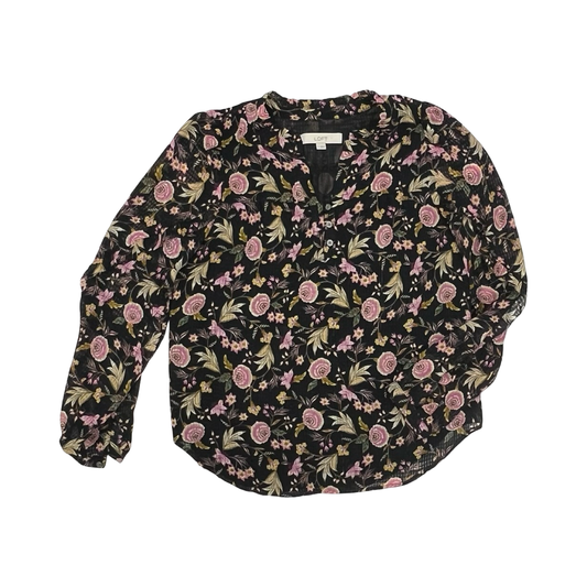 Blouse Ls By Loft In Floral Print, Size:S