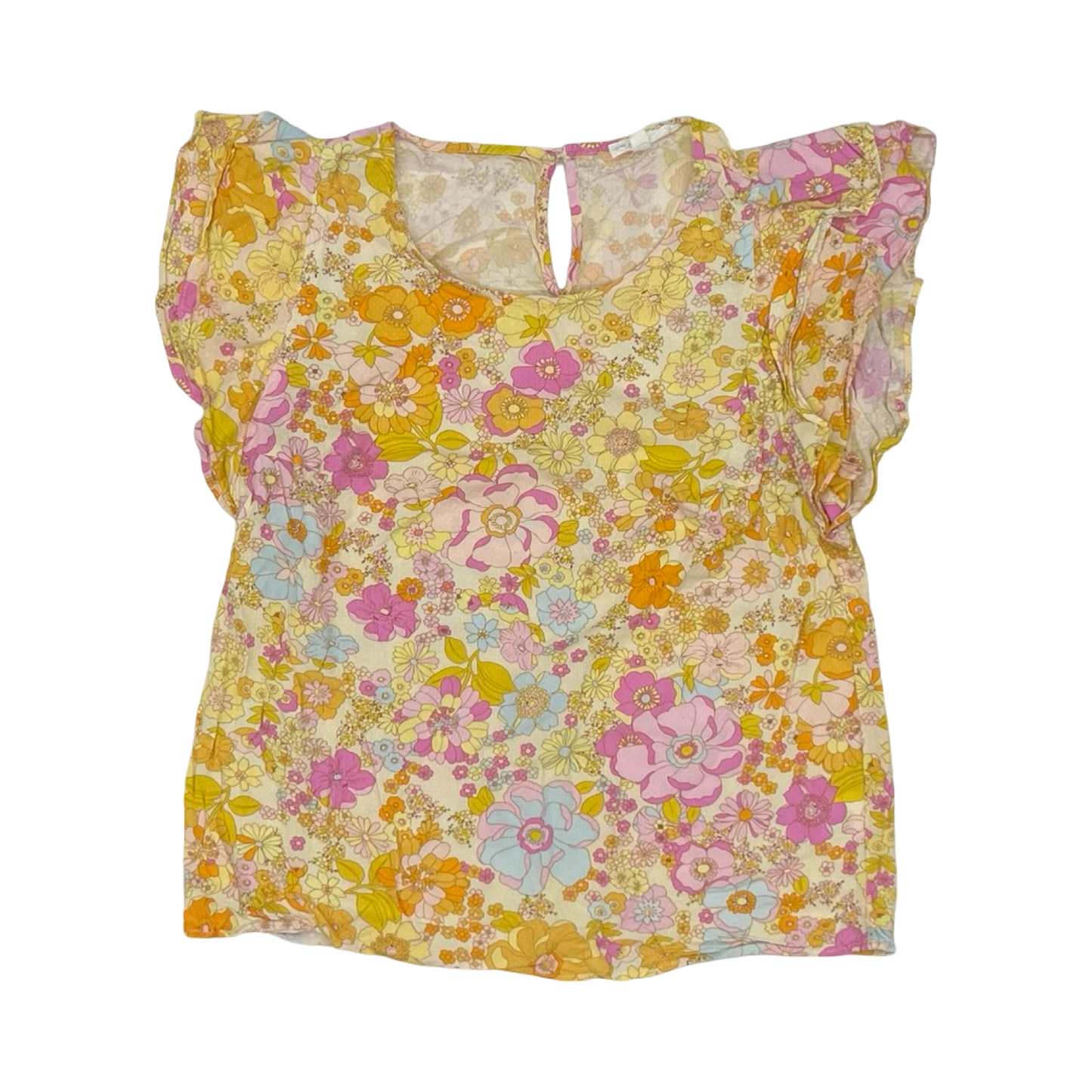 Blouse Ss By Emery Rose In Orange & Pink, Size:M
