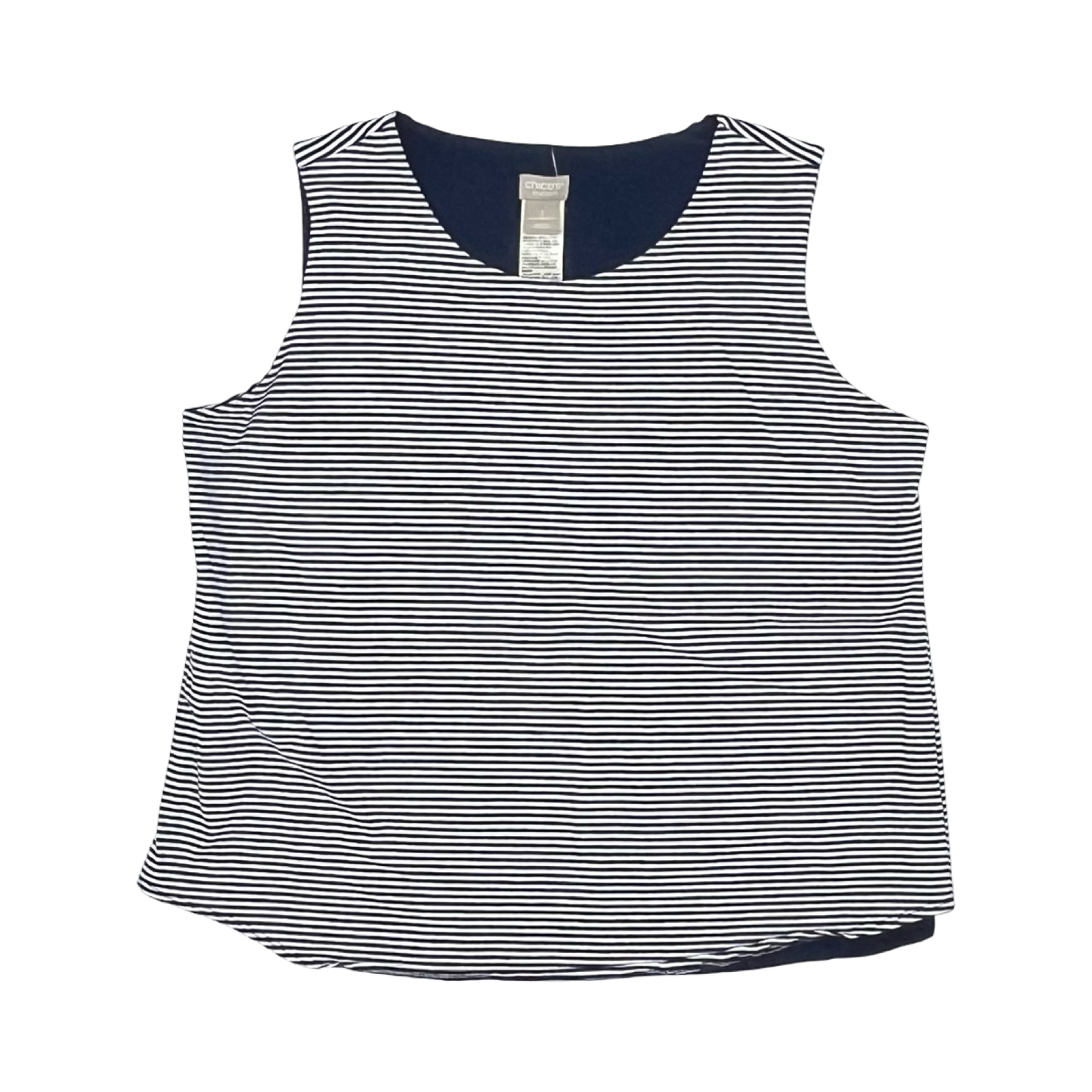 Top Sleeveless By Chicos In Blue & White, Size:L