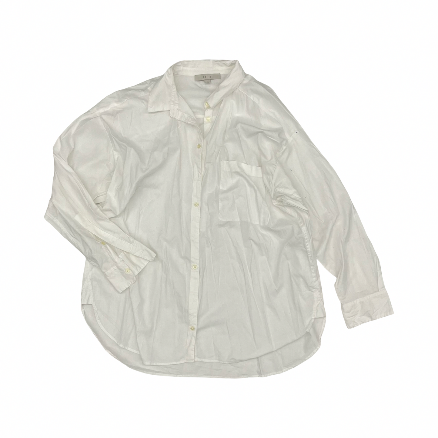 Blouse Ls By Loft In White, Size:Xl