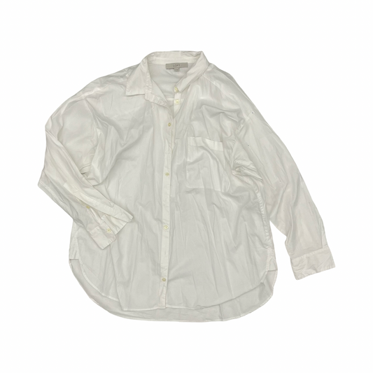 Blouse Ls By Loft In White, Size:Xl