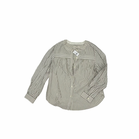 Blouse Ls By Loft In Striped Pattern, Size:M