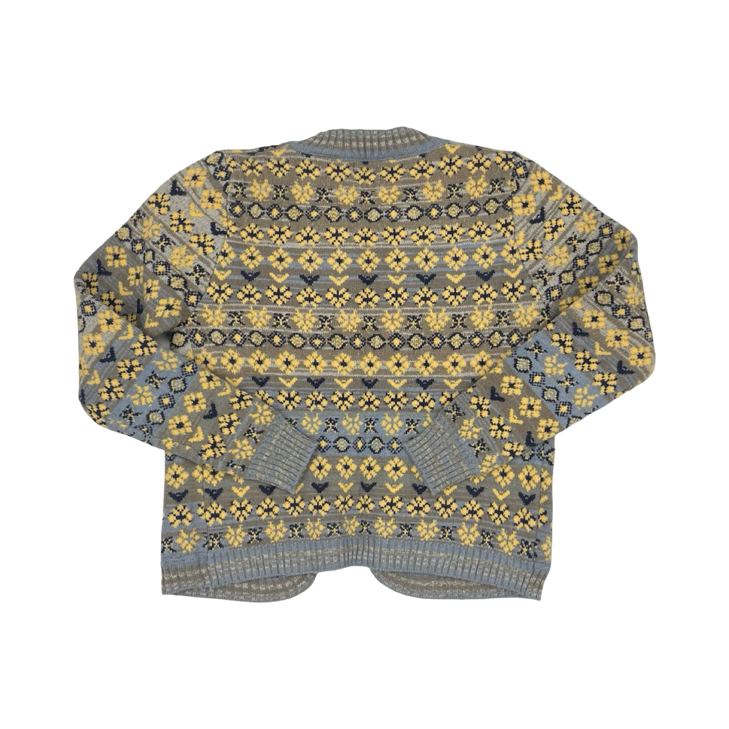 Sweater Cardigan By Papillion In Blue & Yellow, Size:M