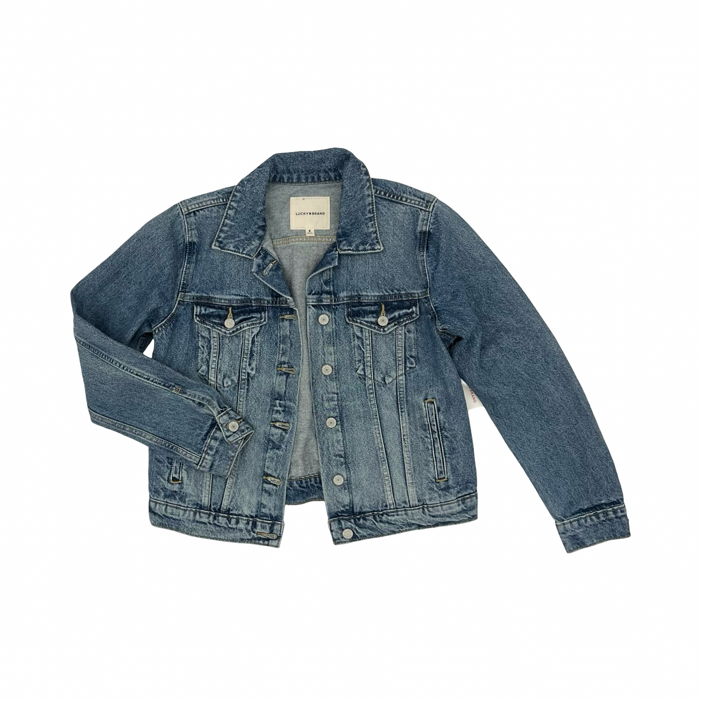 Jacket Denim By Lucky Brand In Blue Denim, Size:M