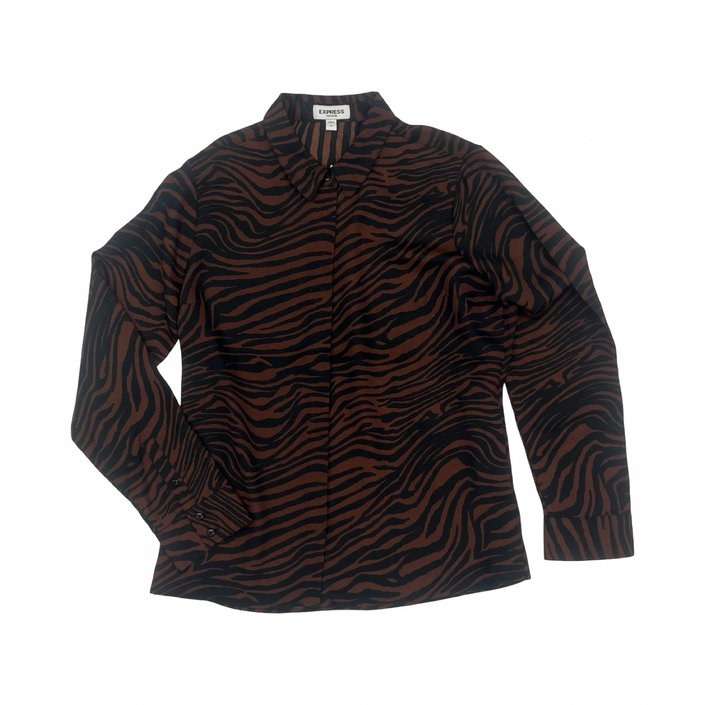 Blouse Ls By Express In Animal Print, Size:M