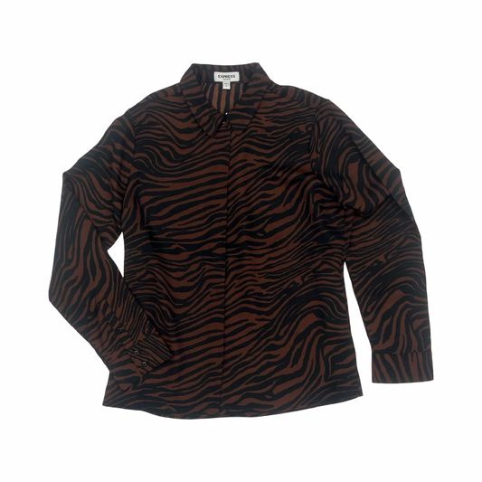 Blouse Ls By Express In Animal Print, Size:M