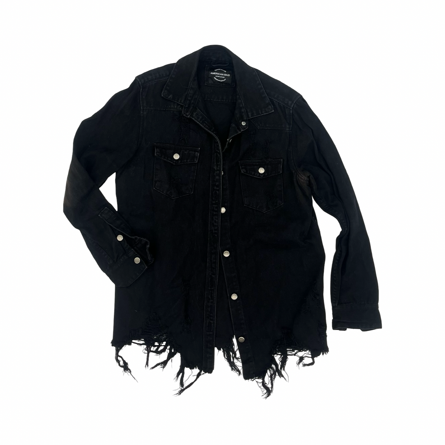 Jacket Denim By American Bazi In Black Denim, Size:M