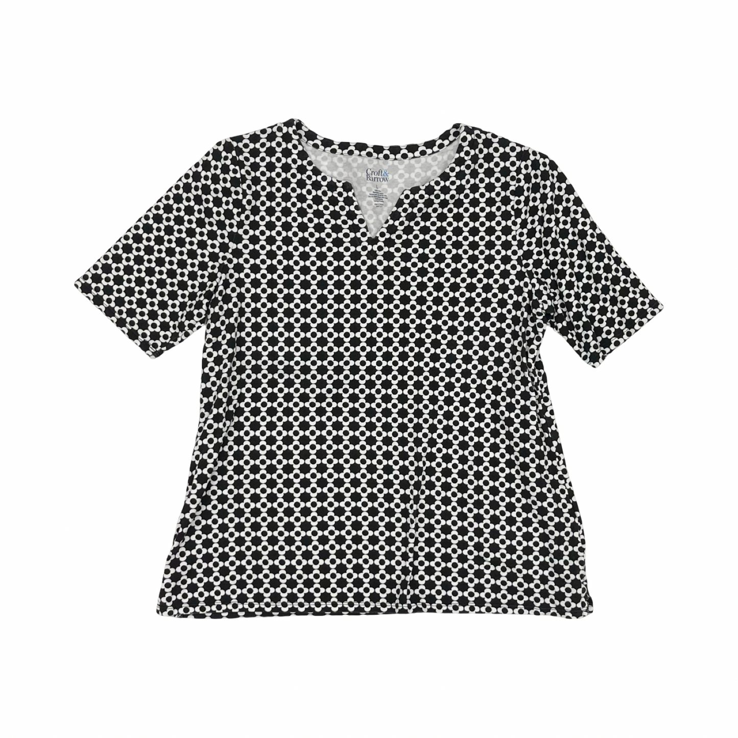Top Ss By Croft And Barrow In Black & White, Size:L