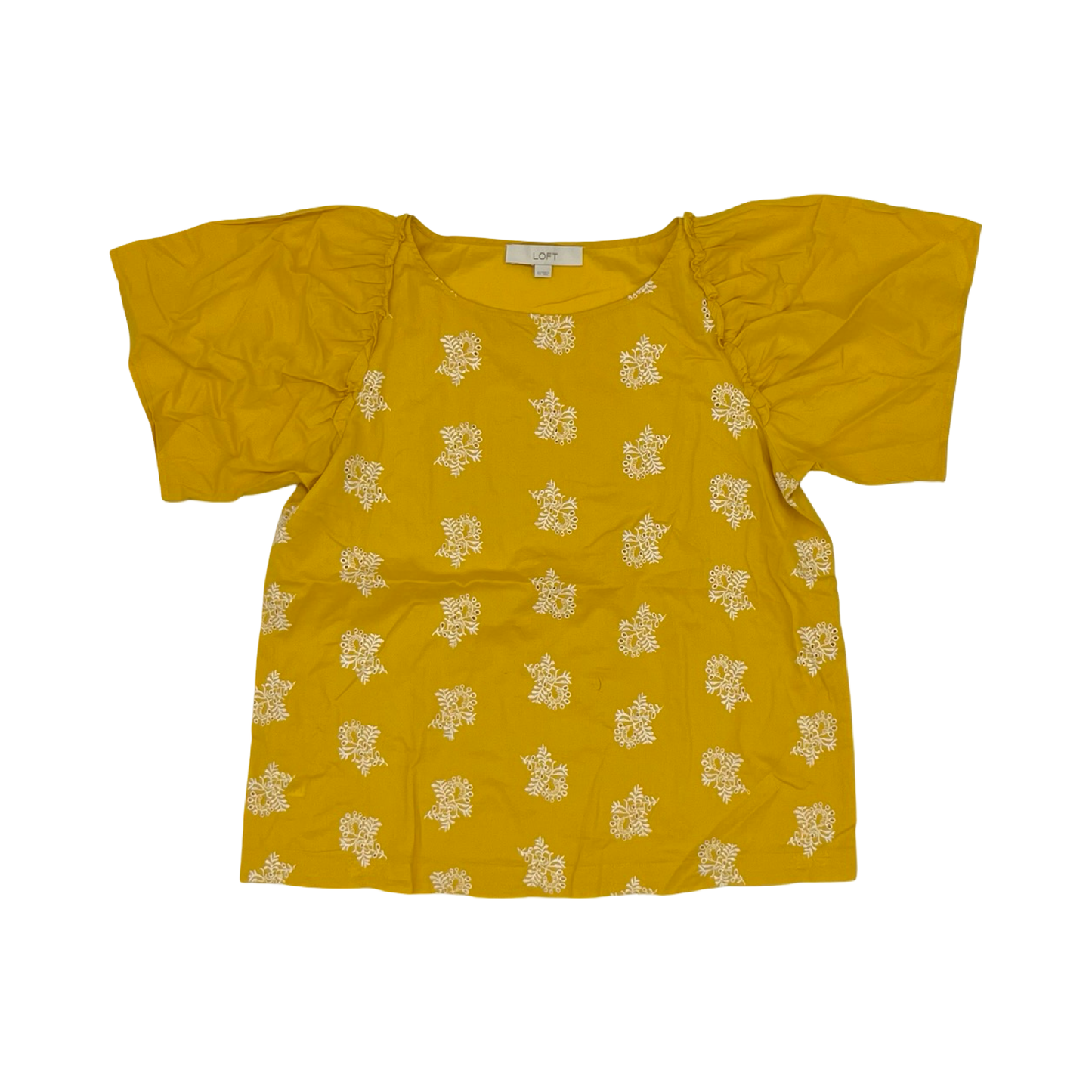 Blouse Ss By Loft In Yellow, Size:Xs