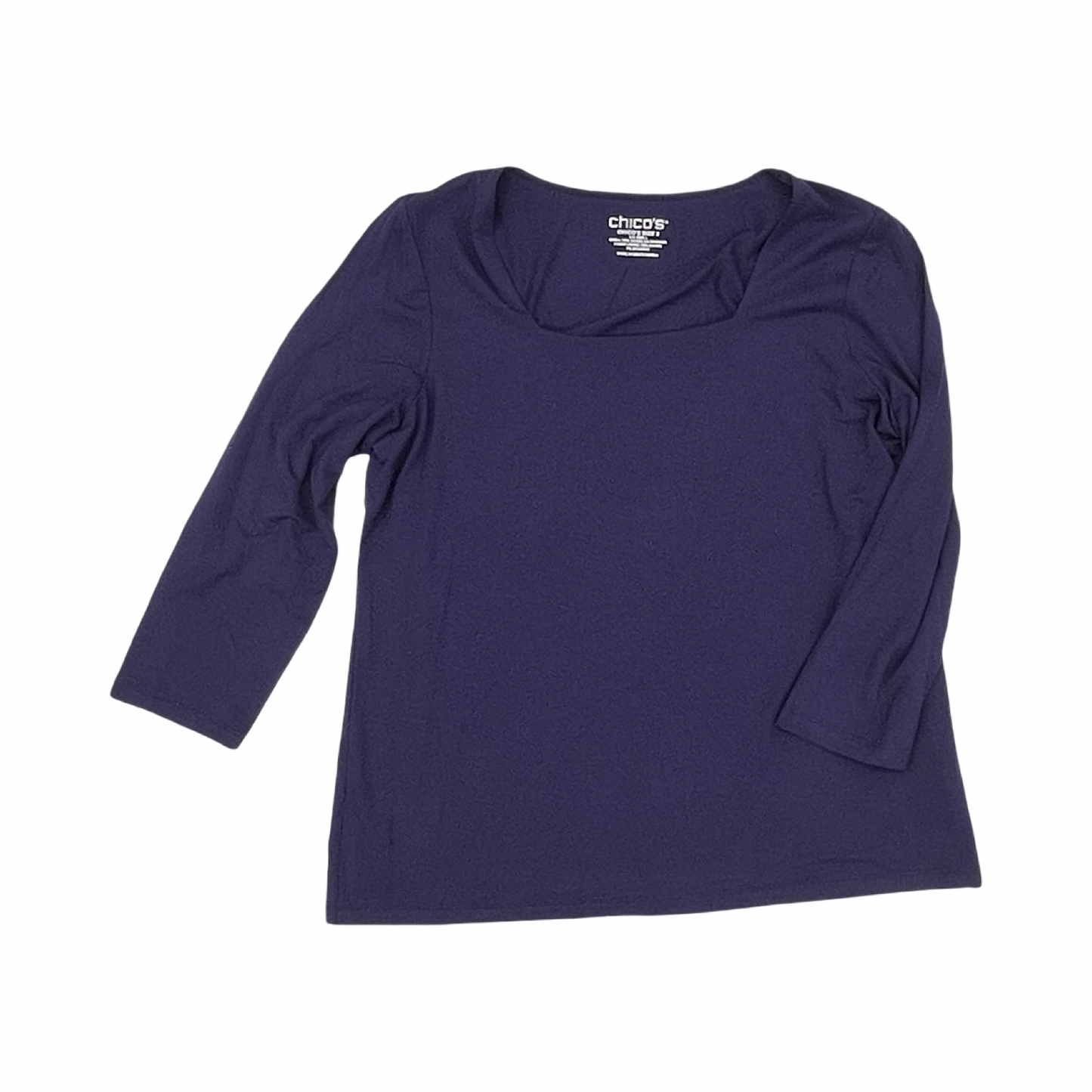 Top 3/4 Sleeve By Chicos In Purple, Size:L