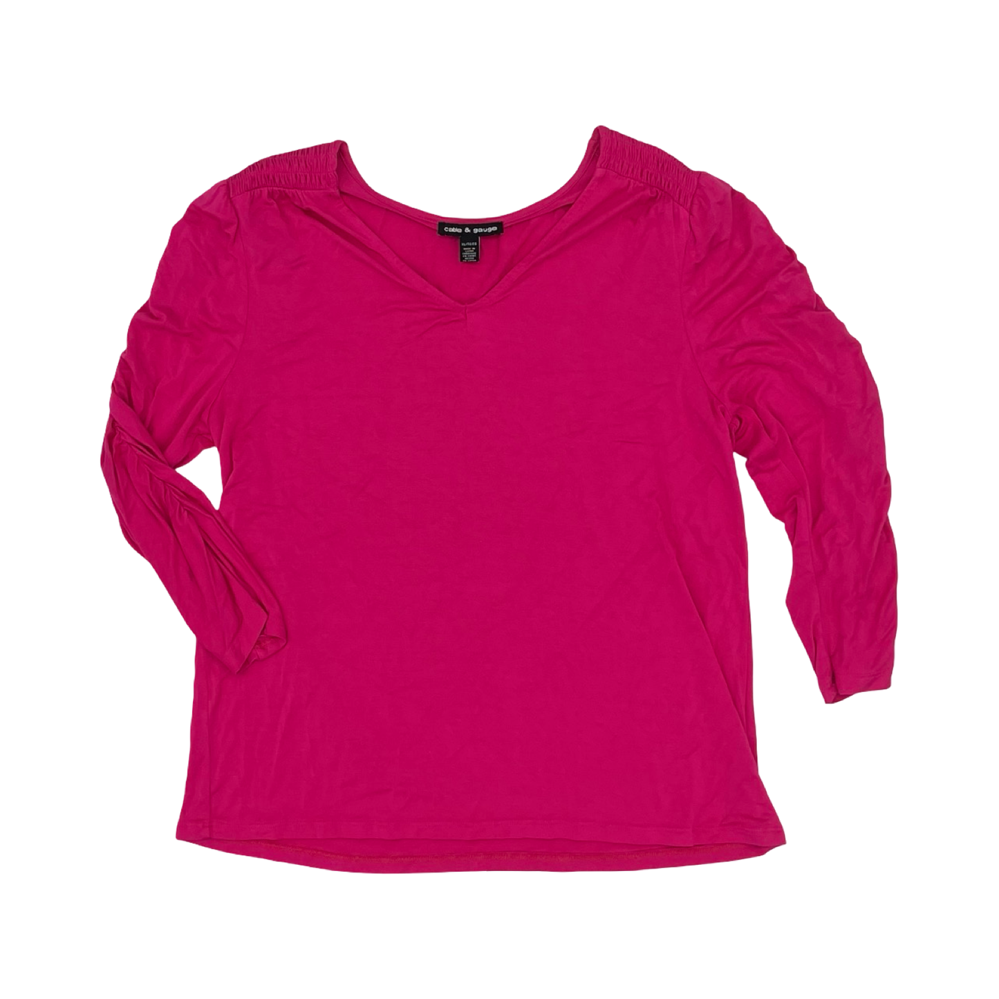 Top 3/4 Sleeve By Cable And Gauge In Pink, Size:Xl