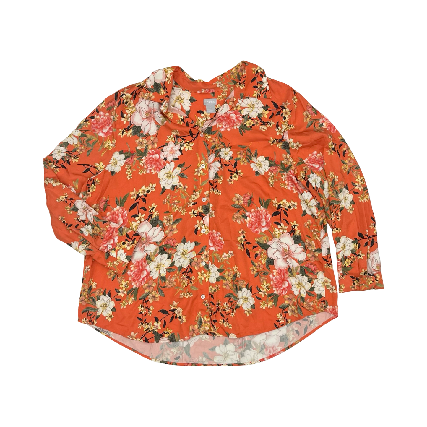 Blouse Ls By Chicos In Orange, Size:Xxl