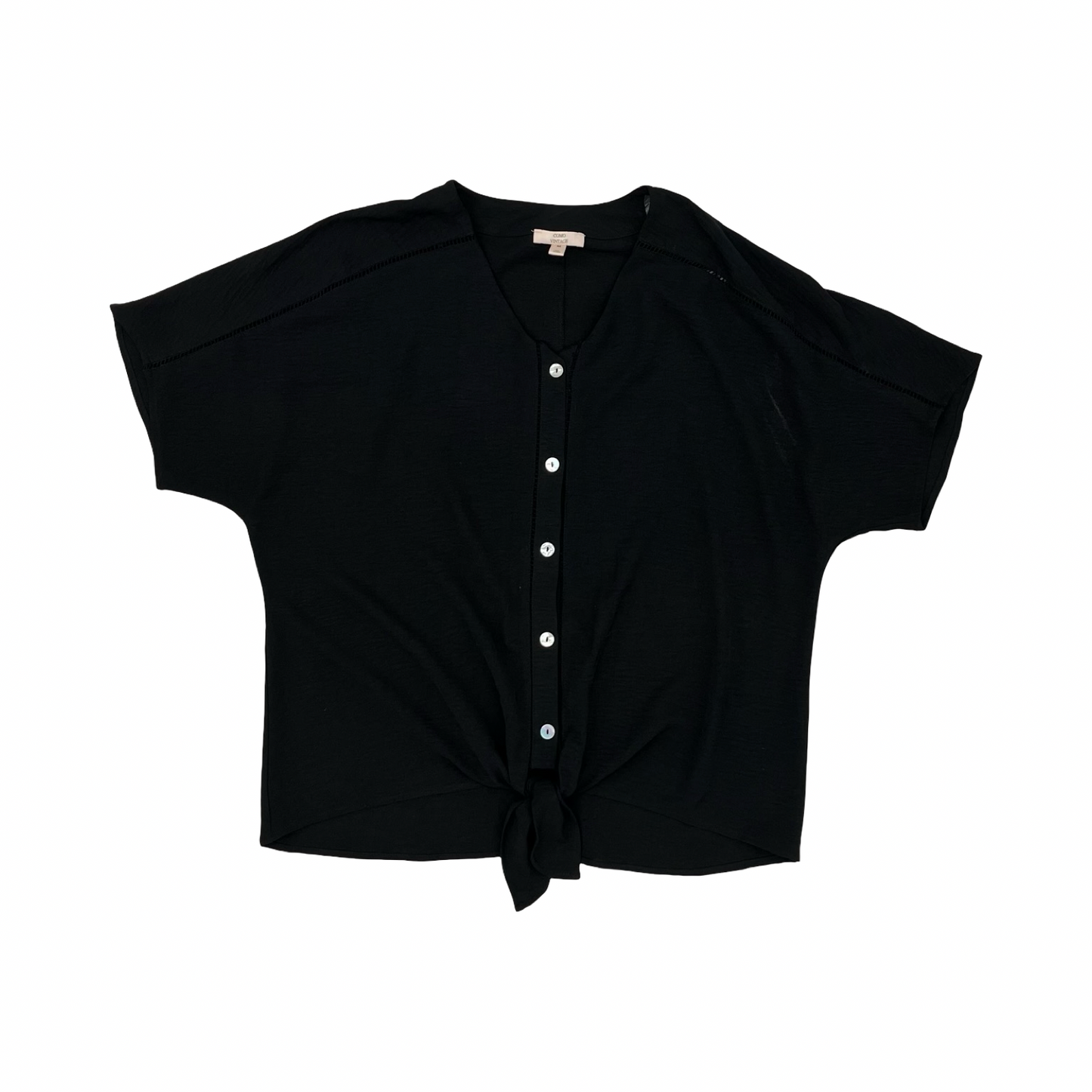 Blouse Ss By Como Vintage In Black, Size:M