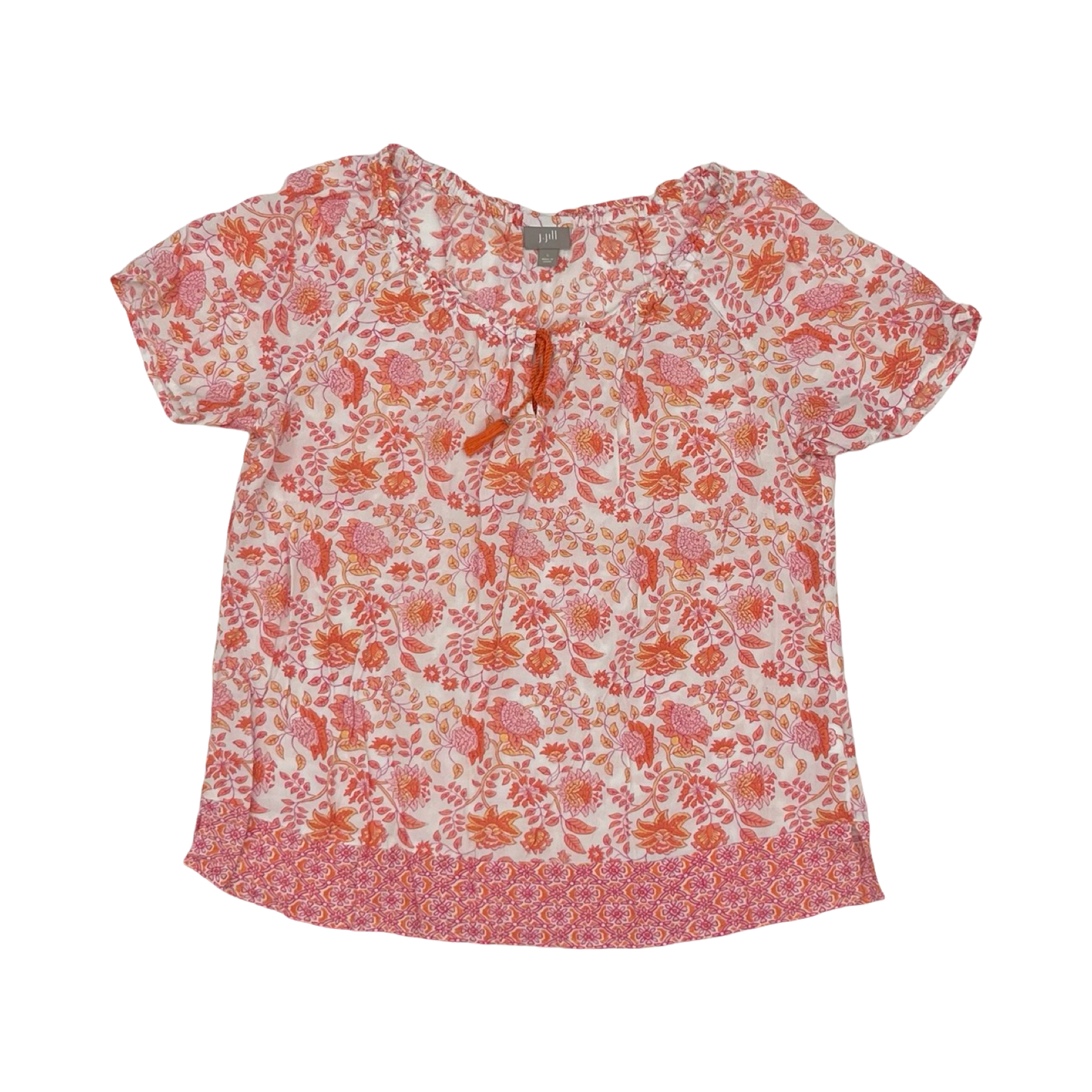 Blouse Ss By J. Jill In Orange & White, Size:L