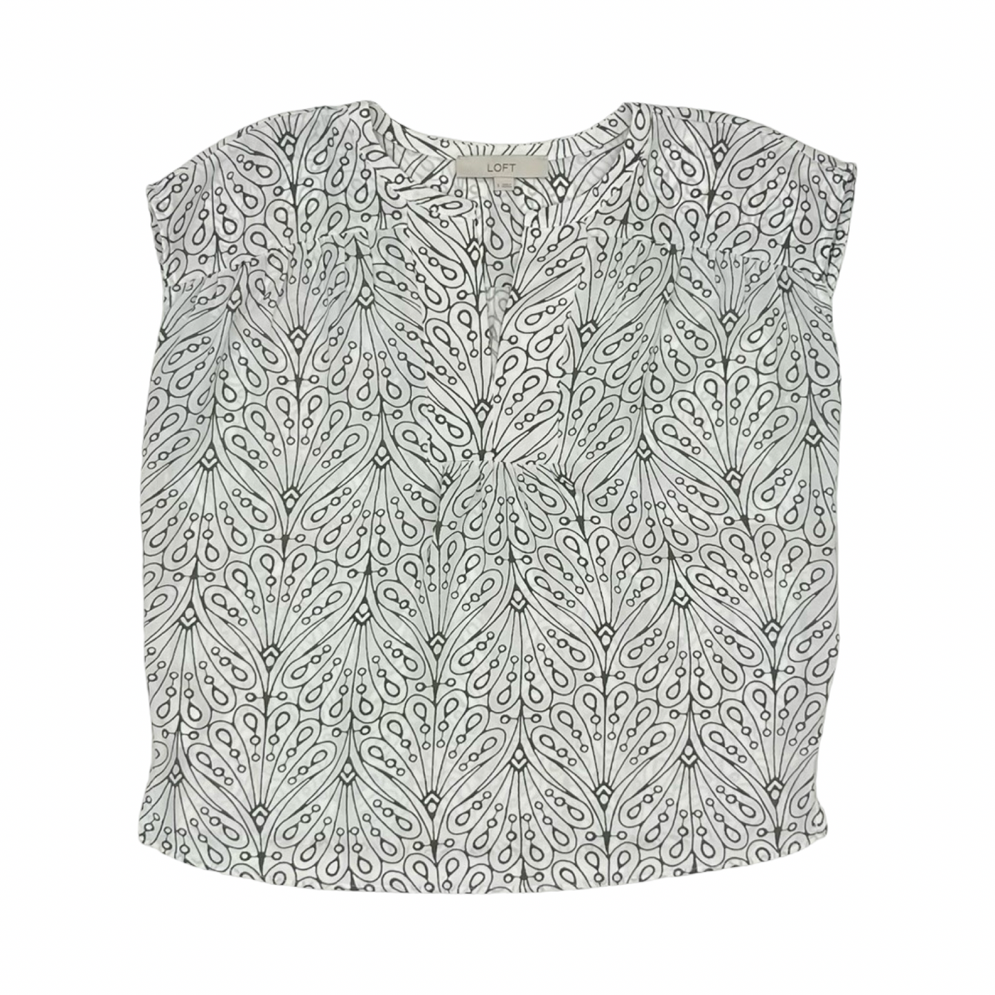 Blouse Ss By Loft In Green & White, Size:S