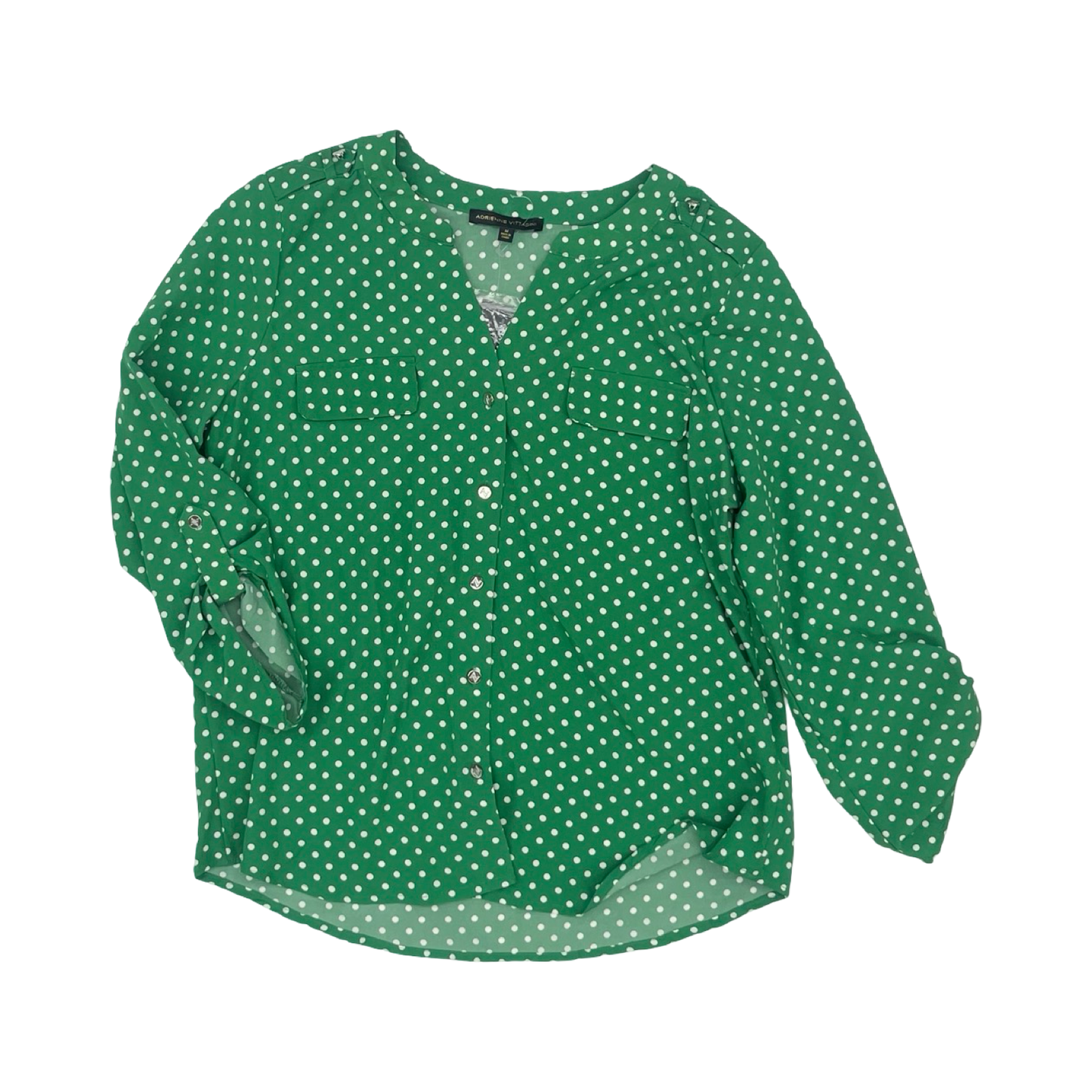 Blouse 3/4 Sleeve By Adrienne Vittadini In Green, Size:M