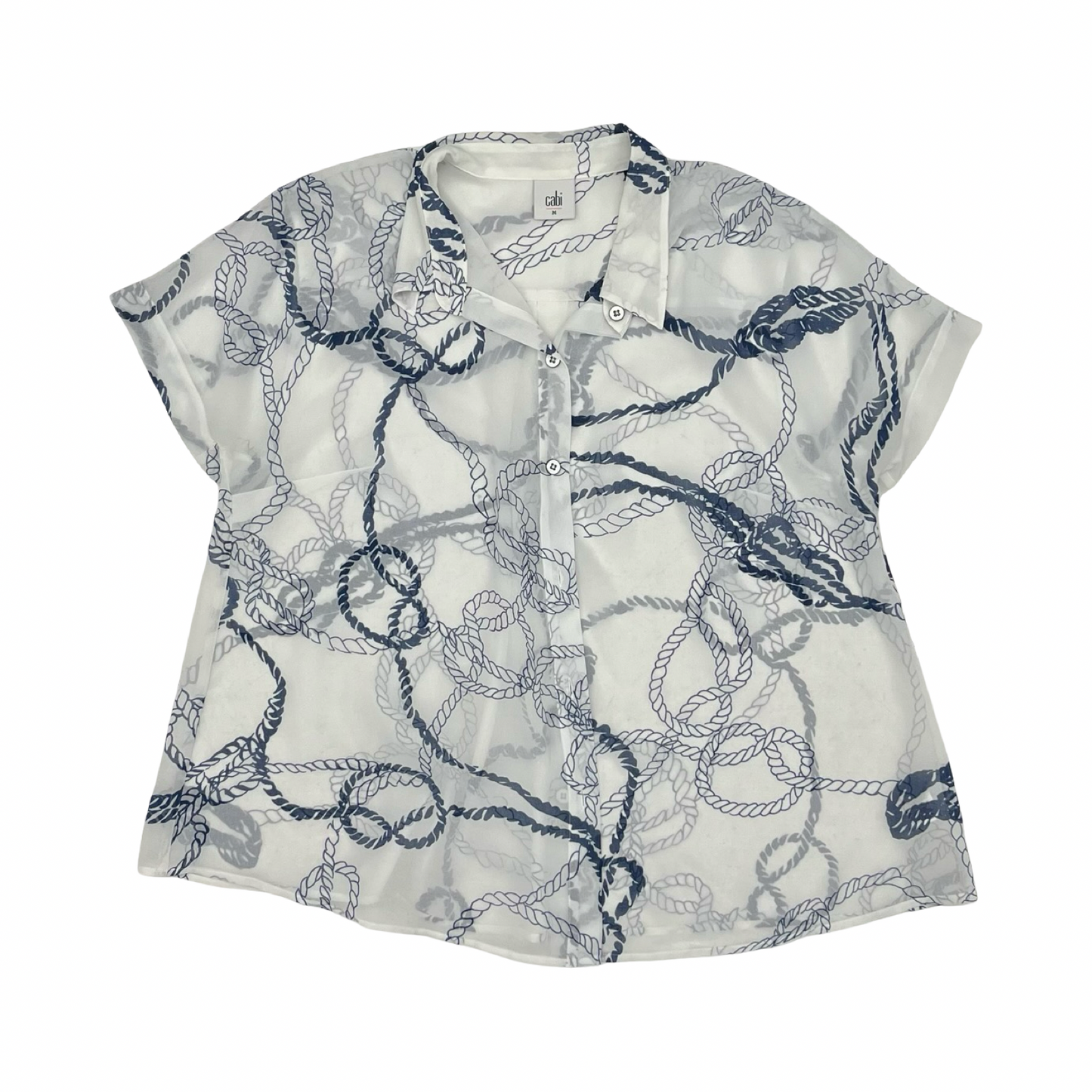 Blouse Ss By Cabi In Blue & White, Size:M