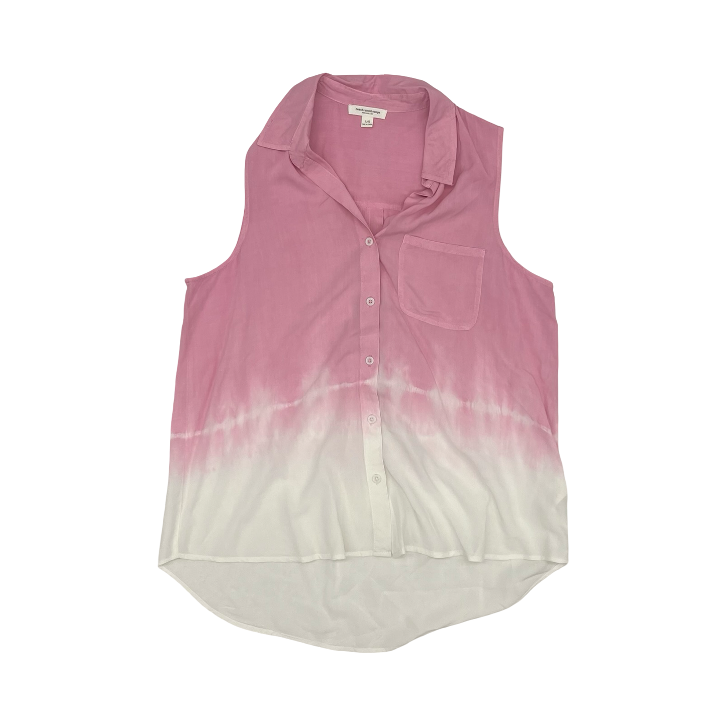 Blouse Sleeveless By Beachlunchlounge In Pink & White, Size:L