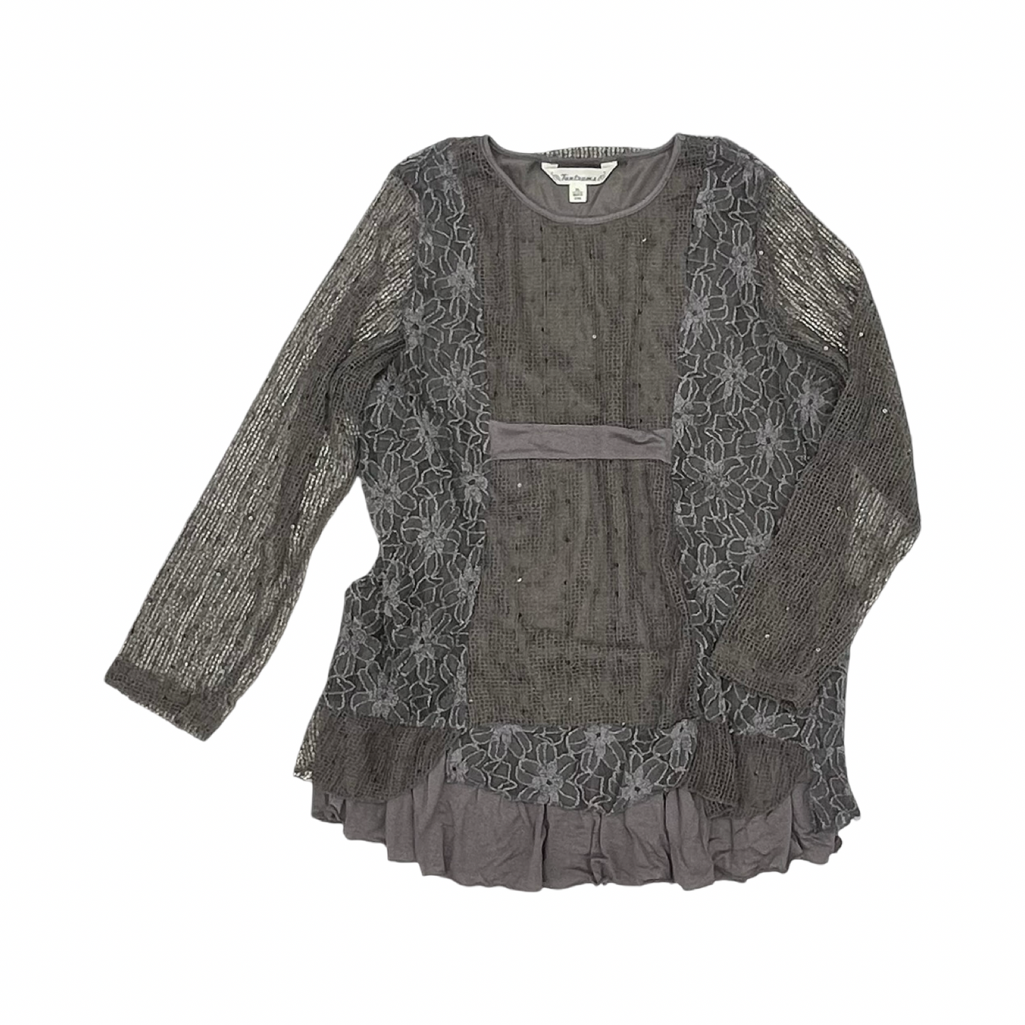Blouse Ls By Clothes Mentor In Grey, Size:Xl