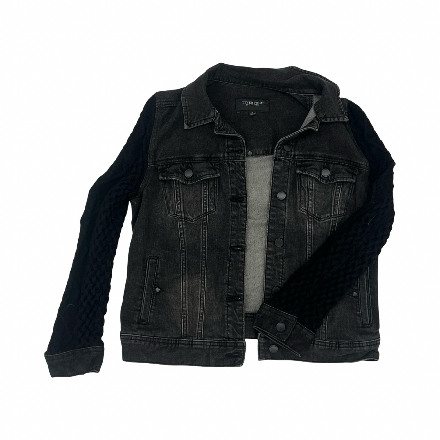 Jacket Denim By Liverpool In Black Denim, Size:M