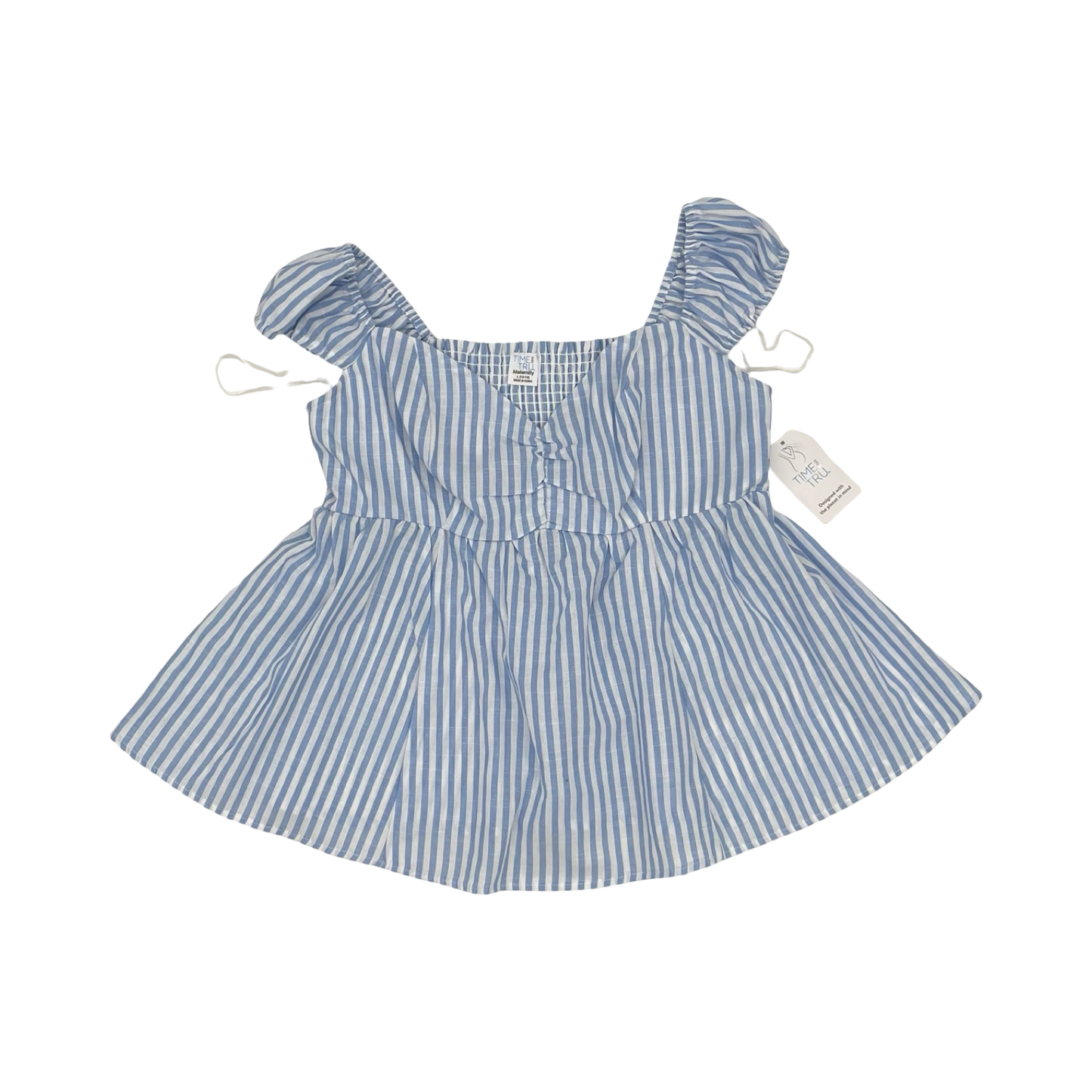 Mat Top Sleeveless By Time And Tru In Blue & White, Size:L