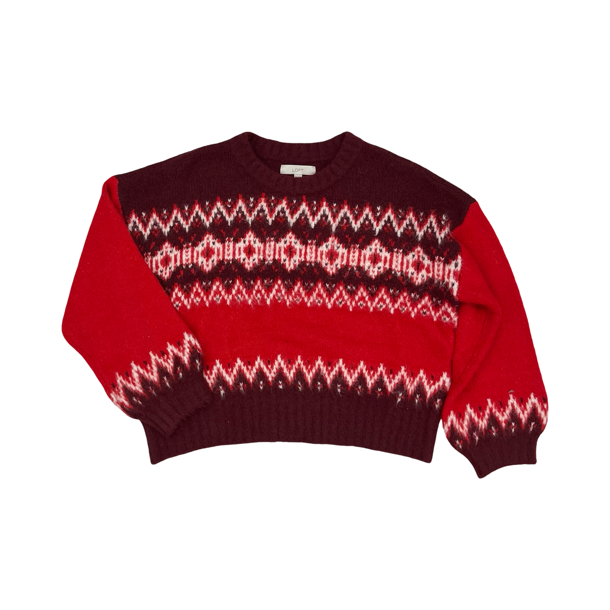 Sweater By Loft In Red & White, Size:Xl