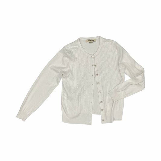 Cardigan By Clothes Mentor In White, Size:Mp