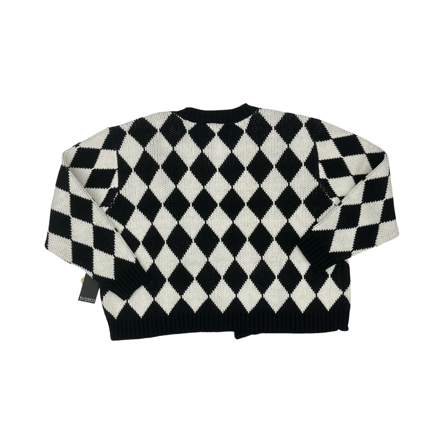 Sweater Cardigan By Eloquii In Black & White, Size:2X