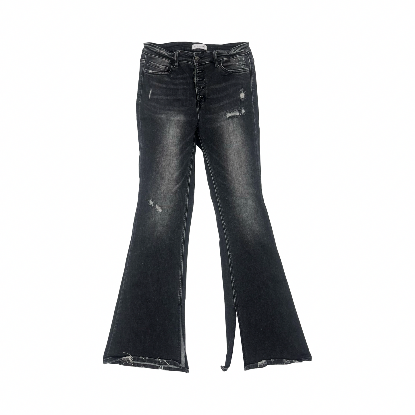 Jeans Flared By Flying Monkey In Black Denim, Size:10