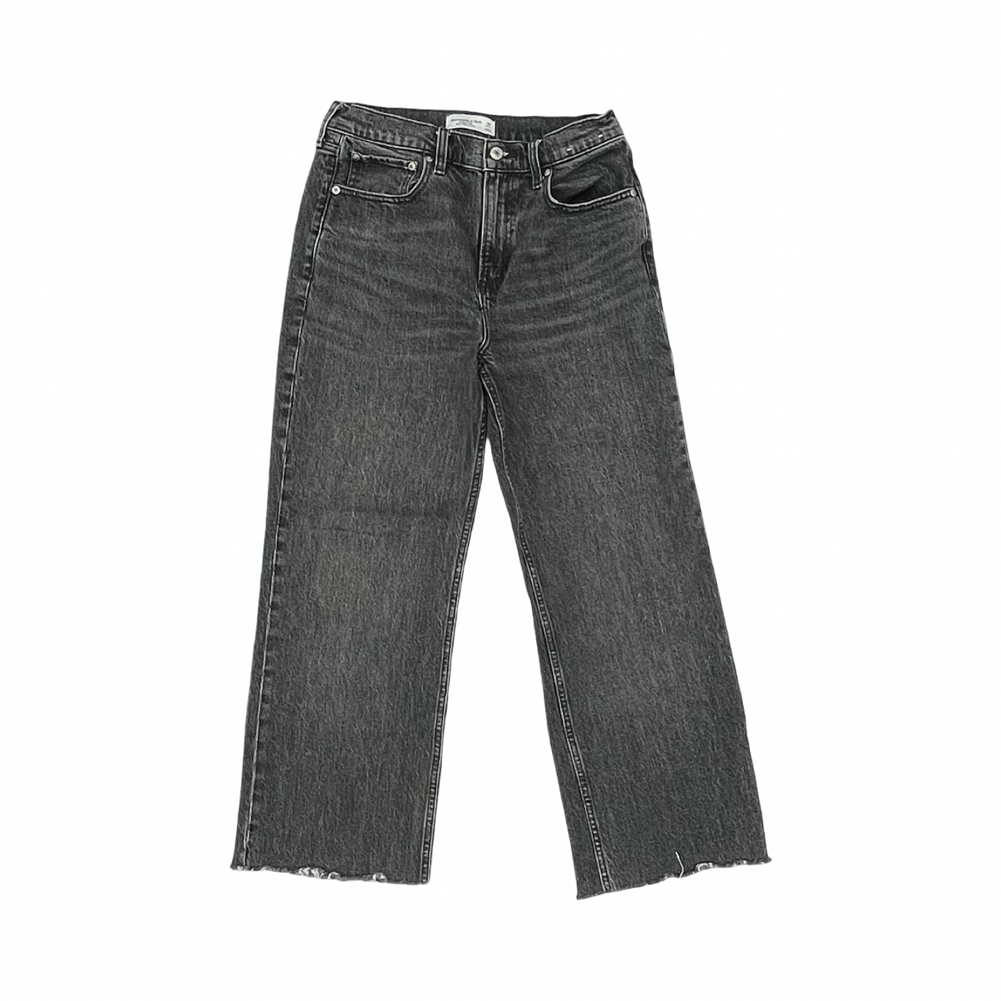 Jeans Straight By Abercrombie And Fitch In Black Denim, Size:8