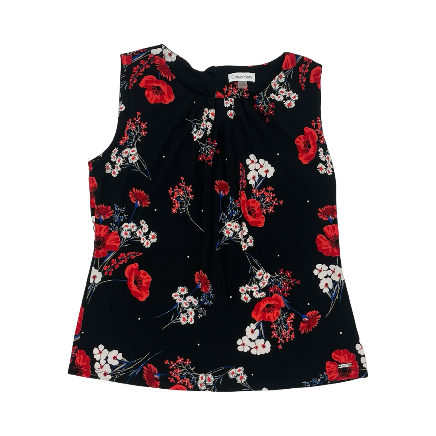 Blouse Sleeveless By Calvin Klein In Black & Red, Size:Xl