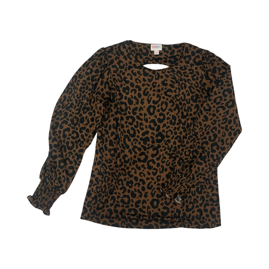 Blouse Ls By Lularoe In Animal Print, Size:Xs
