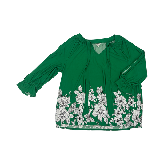 Blouse Ls By Cato In Green, Size:2X