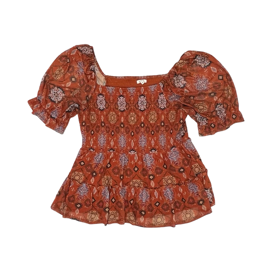 Blouse Ss By Maurices In Blue & Orange, Size:Xl