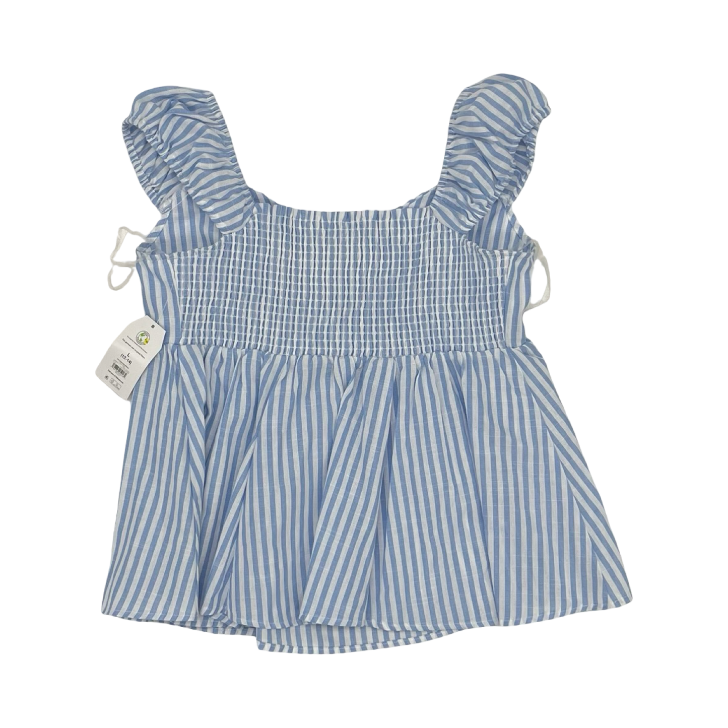 Mat Top Sleeveless By Time And Tru In Blue & White, Size:L