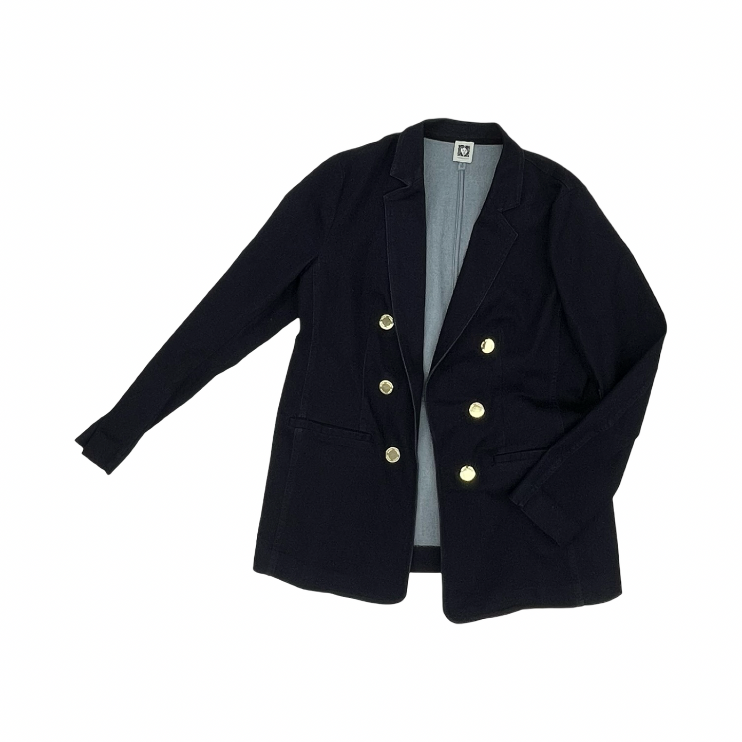 Blazer By Anne Klein In Blue Denim, Size:M