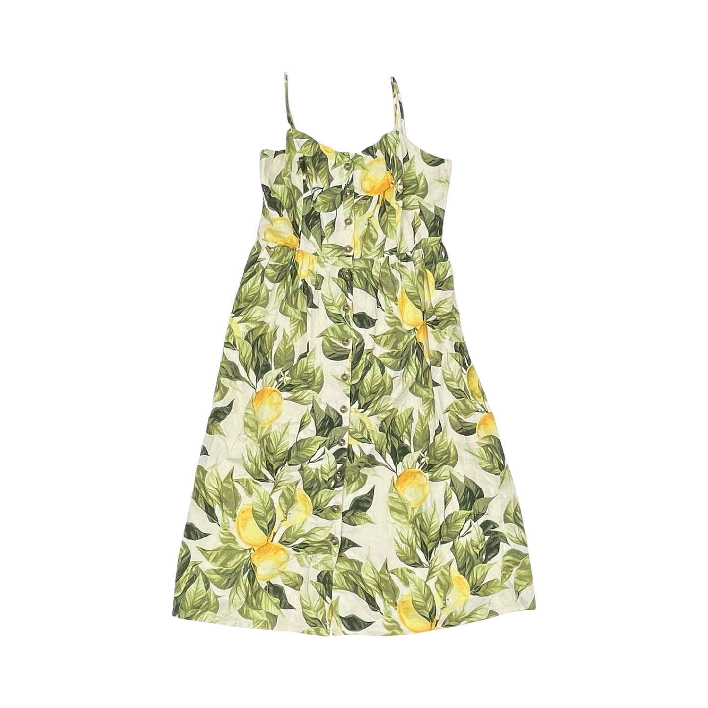 Dress Party Midi By H&M In Green & Yellow, Size:M