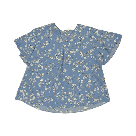 Blouse Ss By Cmf In Blue & White, Size:3X