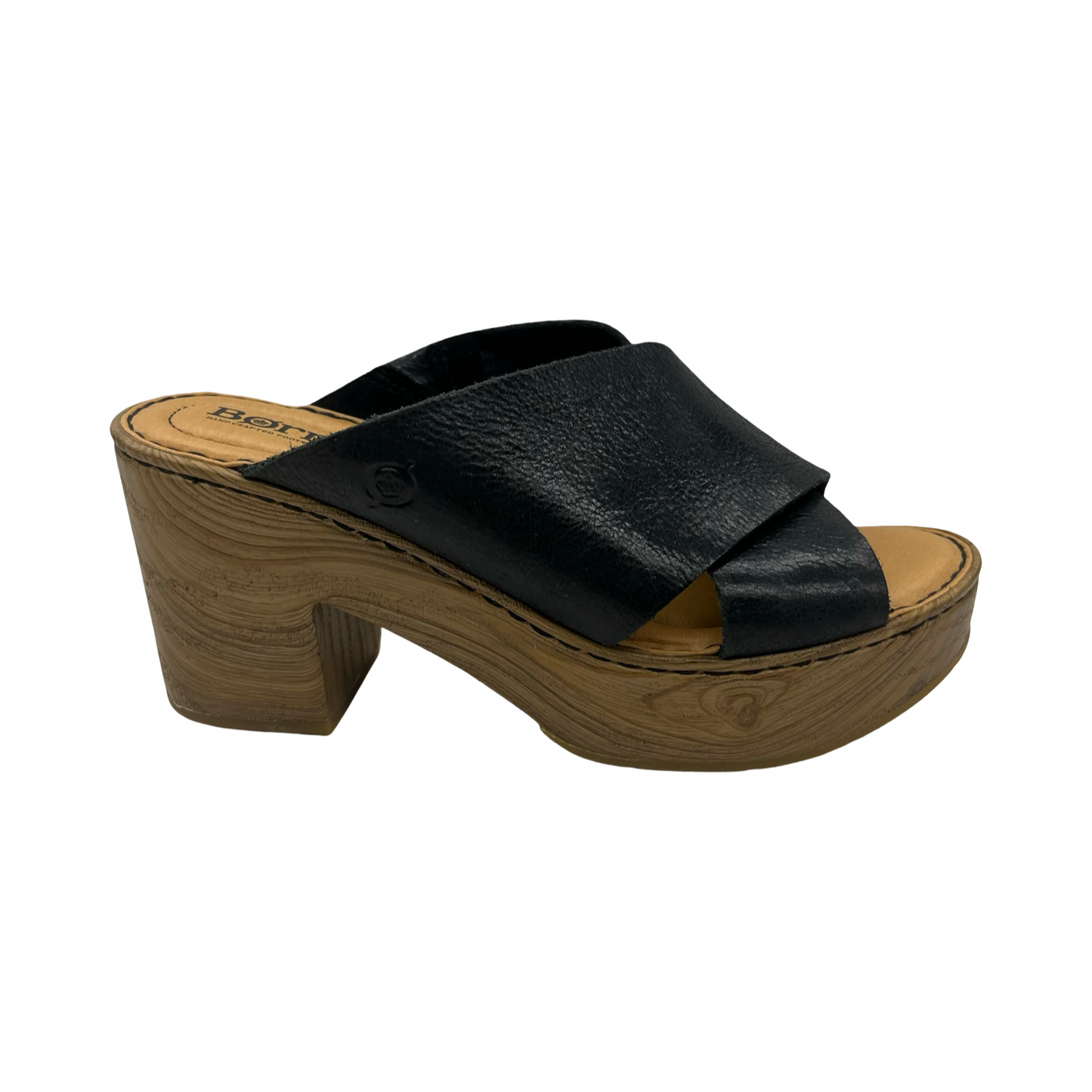 Sandals Heels Block By Born In Black & Brown, Size:8