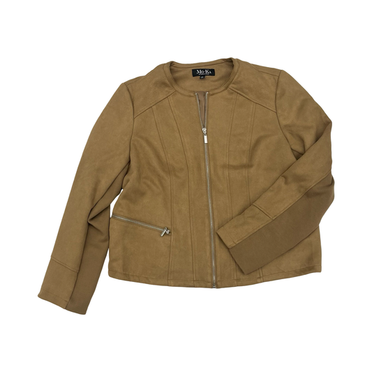 Jacket Moto By Clothes Mentor In Tan, Size:Xl