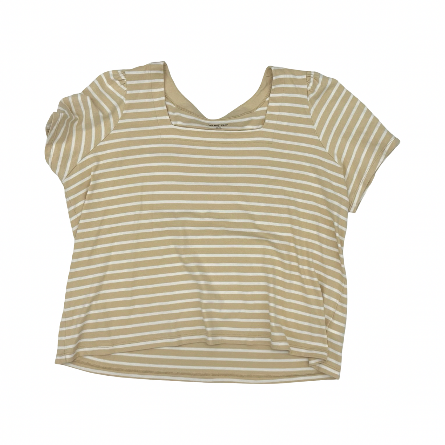 Top Ss By Lands End In Tan & White, Size:3X