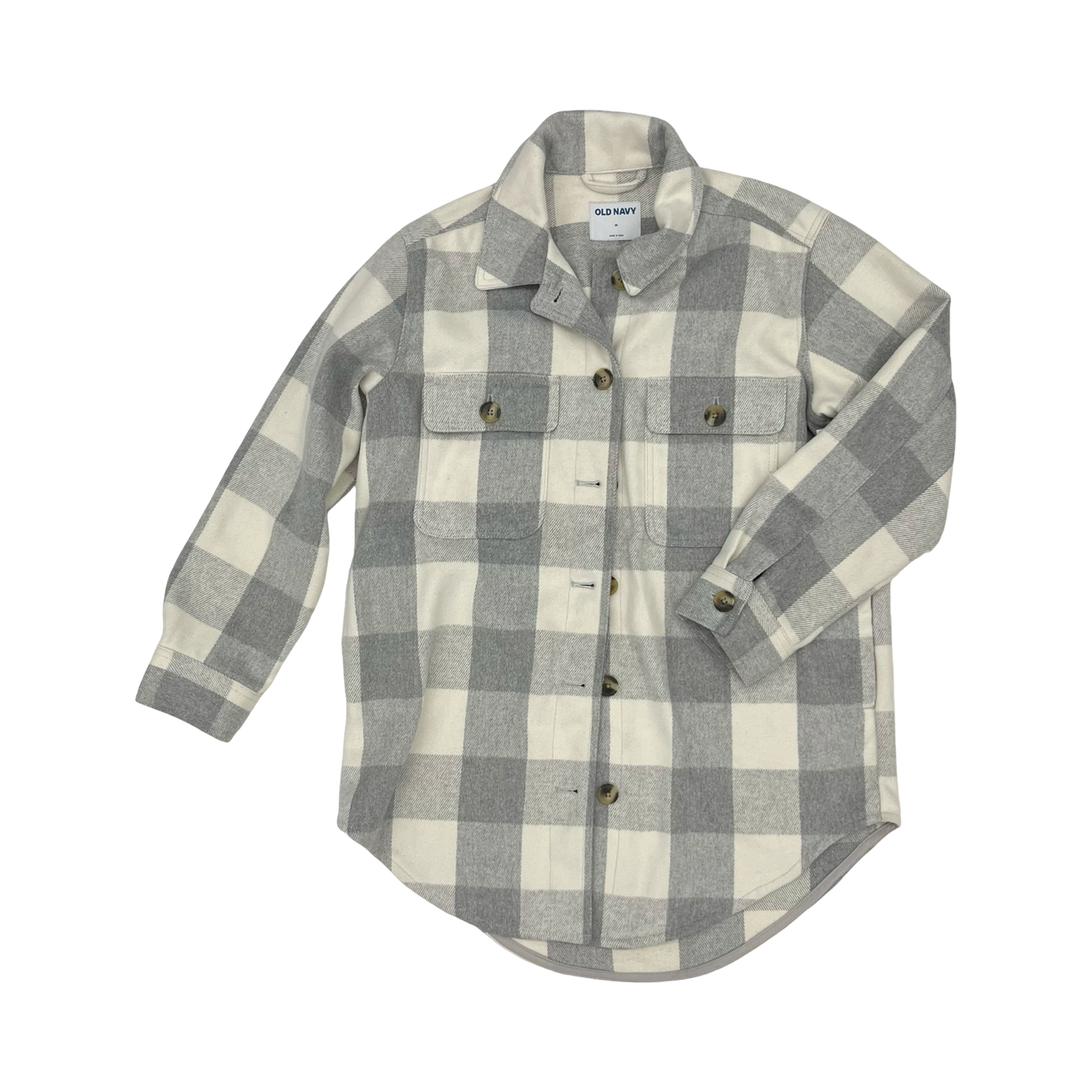 Jacket Shirt By Old Navy In Cream & Grey, Size:M