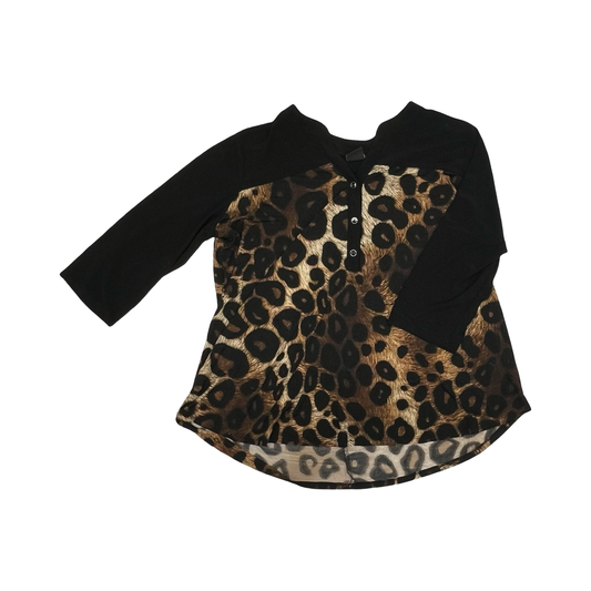 Blouse Ls By Clothes Mentor In Leopard Print, Size:3X