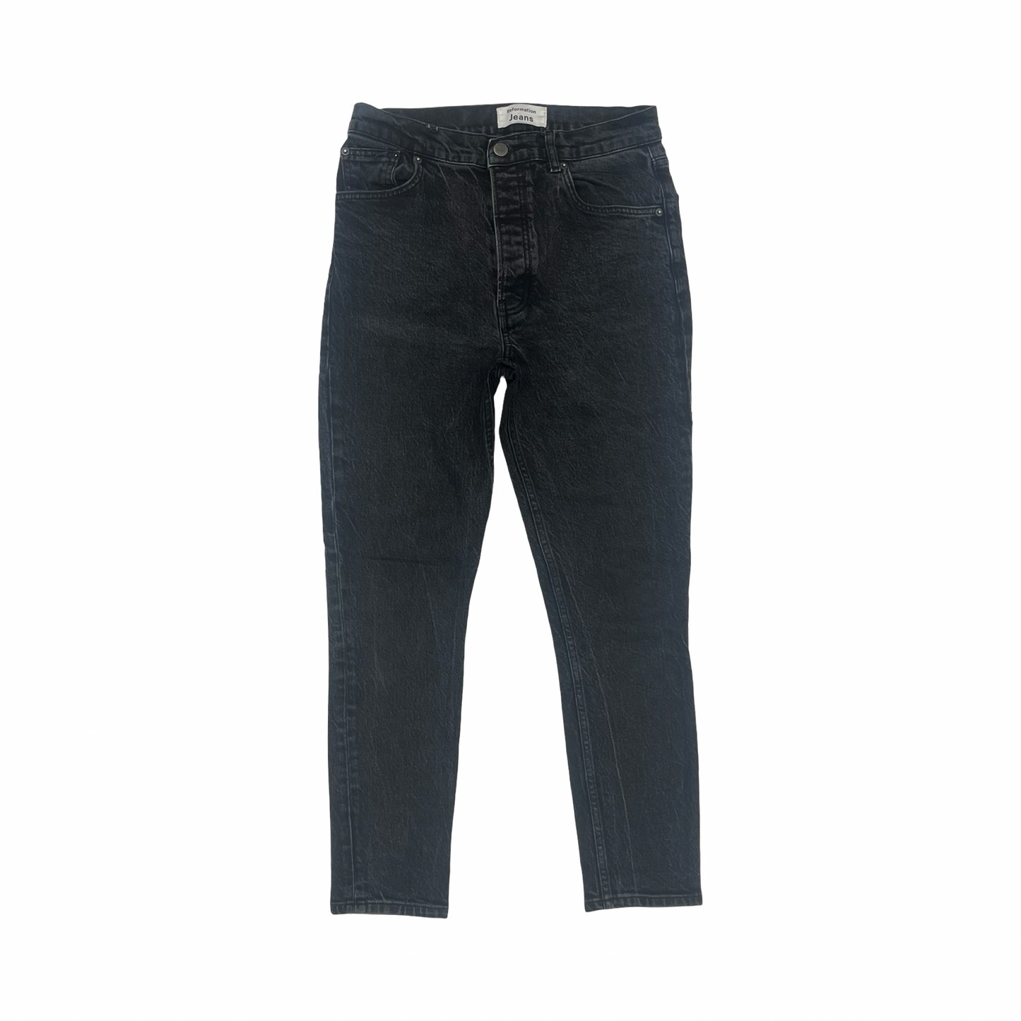 Jeans Straight By Reformation In Black Denim, Size:8