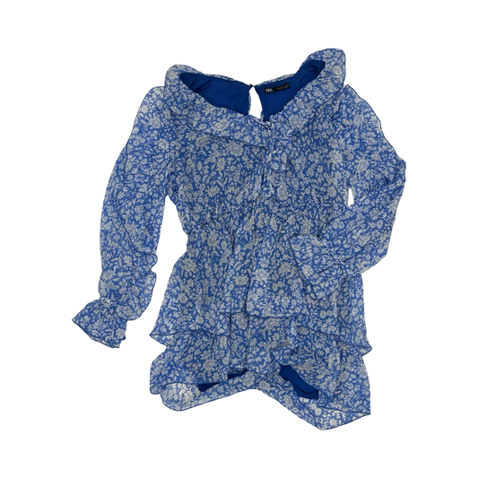 Romper By Zara In Blue & White, Size:M