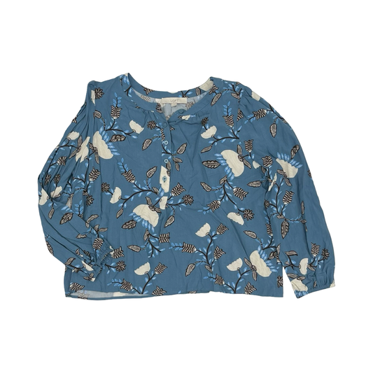 Blouse Ls By Loft In Blue, Size:Xl