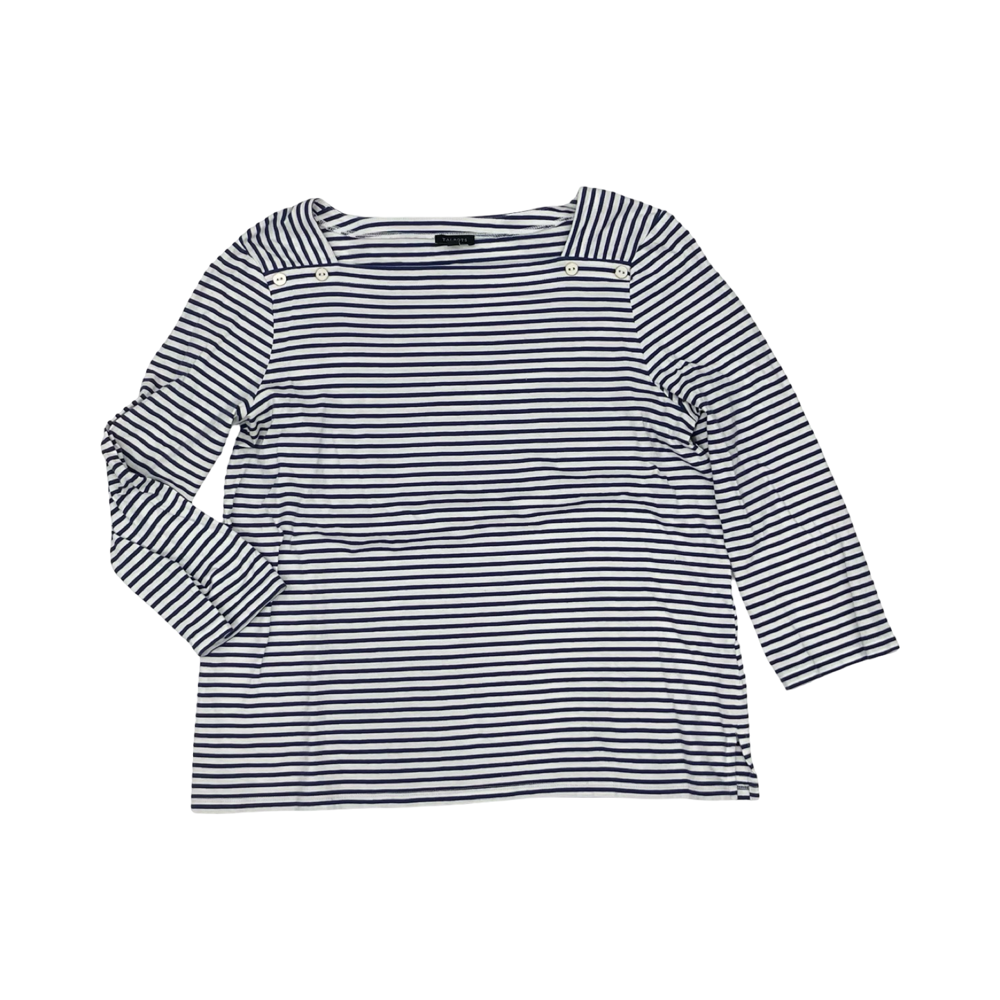 Top 3/4 Sleeve By Talbots In Blue & White, Size:L