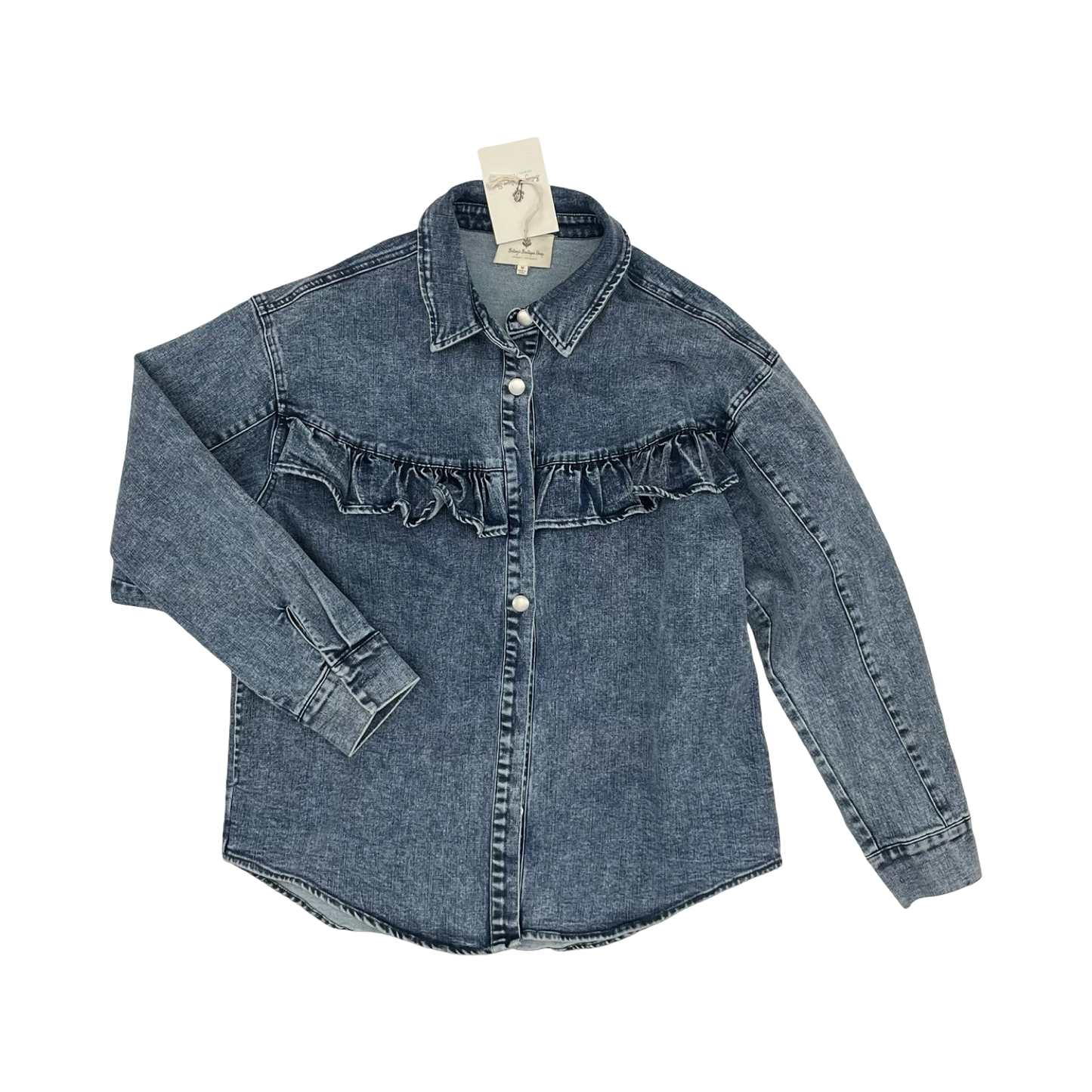 Jacket Denim By Betseys Boutique Shop In Blue Denim, Size:M